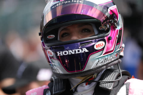 Katherine Legge will appear in the Indianapolis 500 with branding from e.l.f. Cosmetics, the first beauty brand to serve as a primary sponsor of a driver. (Photo: Chris Owens/Penske Entertainment)