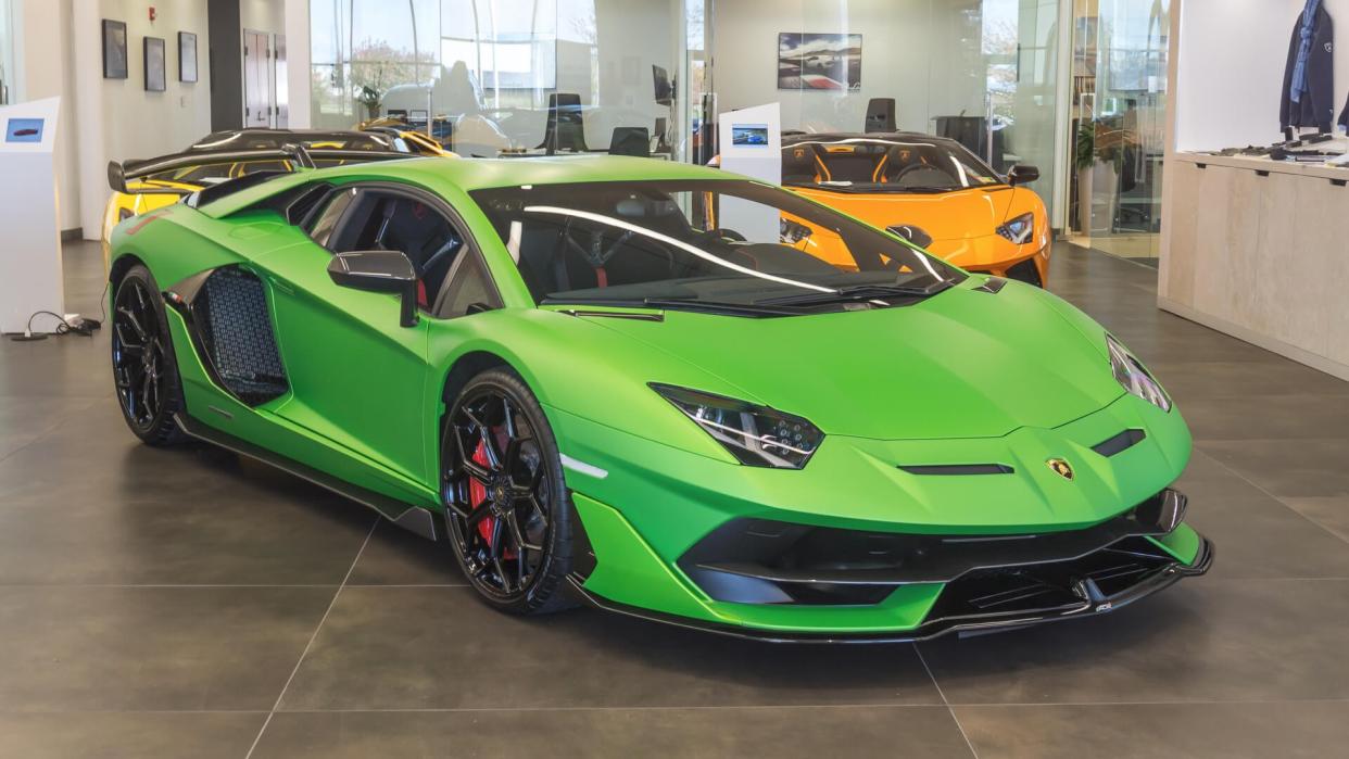 Washington, DC / USA - November 10, 2018: the only Lamborghini Aventador SVJ in the United States is on display in Washington, DC.