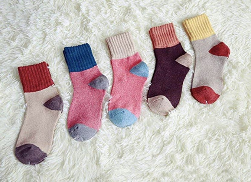 YSense 5 Pairs Womens Knit Warm Casual Wool Crew Winter Socks. (Photo: Amazon)