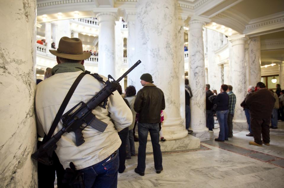 An estimated 800 pro-gun activists turned out for a rally inside the Idaho Statehouse in Boise, Idaho, Saturday, January 19, 2013. (Chris Butler/Idaho Statesman/MCT via Getty Images)
