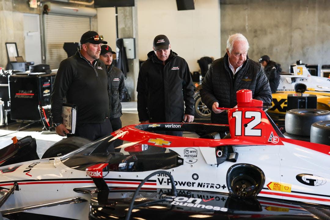 Roger Penske, pictured at the IMS ahead of his IndyCar team's test on the road course in March, met with fellow team owners Saturday at Barber Motorsports Park after his team was caught entangled in IndyCar's most high-profile cheating scandal in decades.