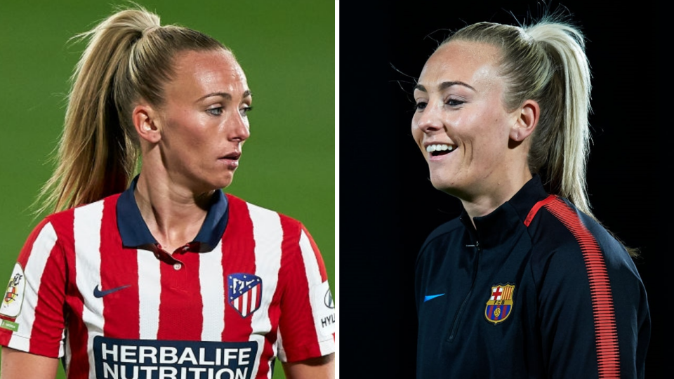 Toni Duggan playing for Atletico Madrid and Barcelona