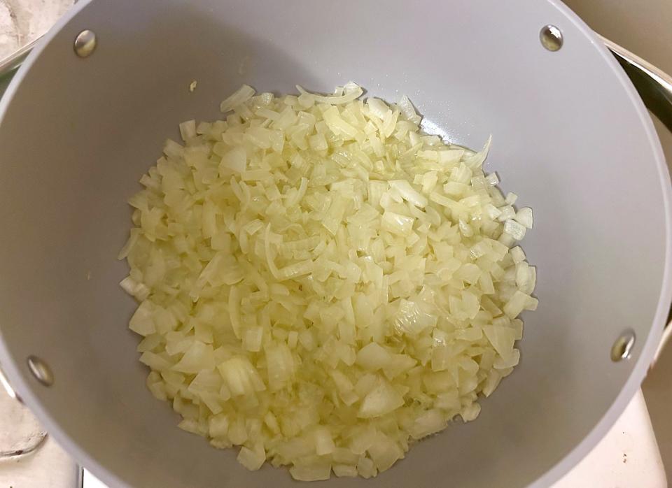 Cooked onions for Ina Garten's Chicken Chili