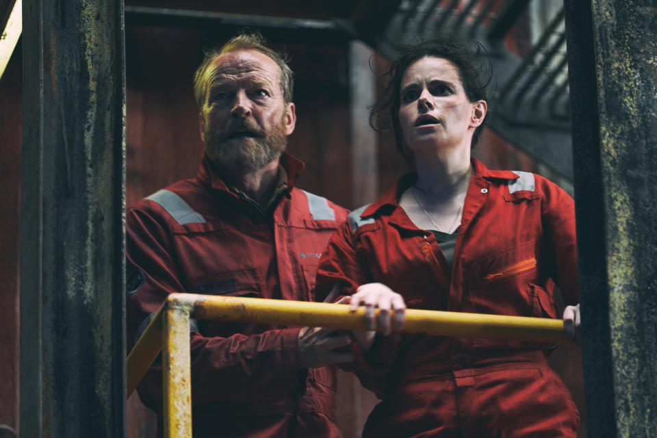 Magnus (Iain Glen) and Rose (Emily Hampshire) in The Rig (Prime Video)