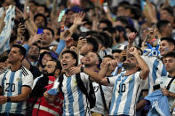<p>阿根廷球迷在球隊確定晉級8強之後陷入狂熱。 （TSNA／法新社／MANAN VATSYAYANA／AFP）</p> 