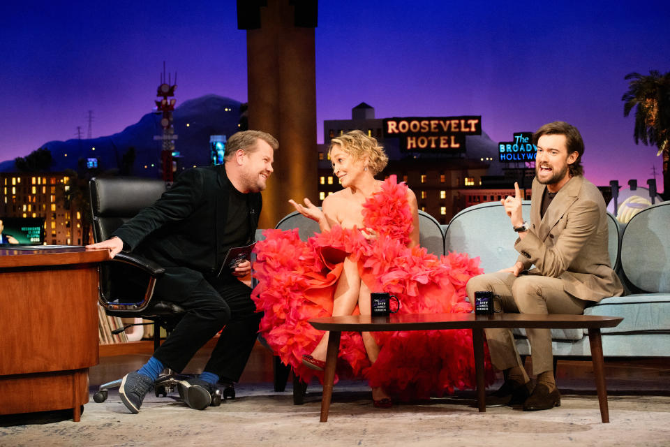 The Late Late Show with James Corden with guests Sharon Stone and Jack Whitehall. 