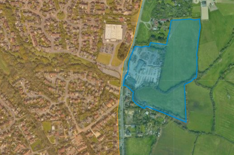 The interactive map by South Gloucestershire Council showing potential development sites outlined in blue - this is the current site of Bendrey Brothers Sawmill, in Bridgeyate, which has been here for some 134 years and says it has not been sold for development at time of writing