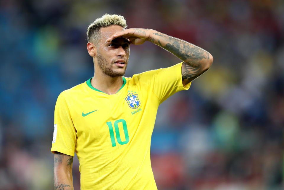 Neymar of Brazil at the FIFA World Cup 2018 preliminary round match between Serbia and Brazil in Moscow, Russia, on June 27, 2018. Brazil won 2-0. (EFE/EPA/MAHMOUD KHALED)