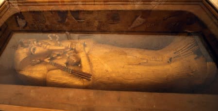 FILE PHOTO: The sarcophagus of boy pharaoh King Tutankhamun is on display in his newly renovated tomb in the Valley of the Kings in Luxor