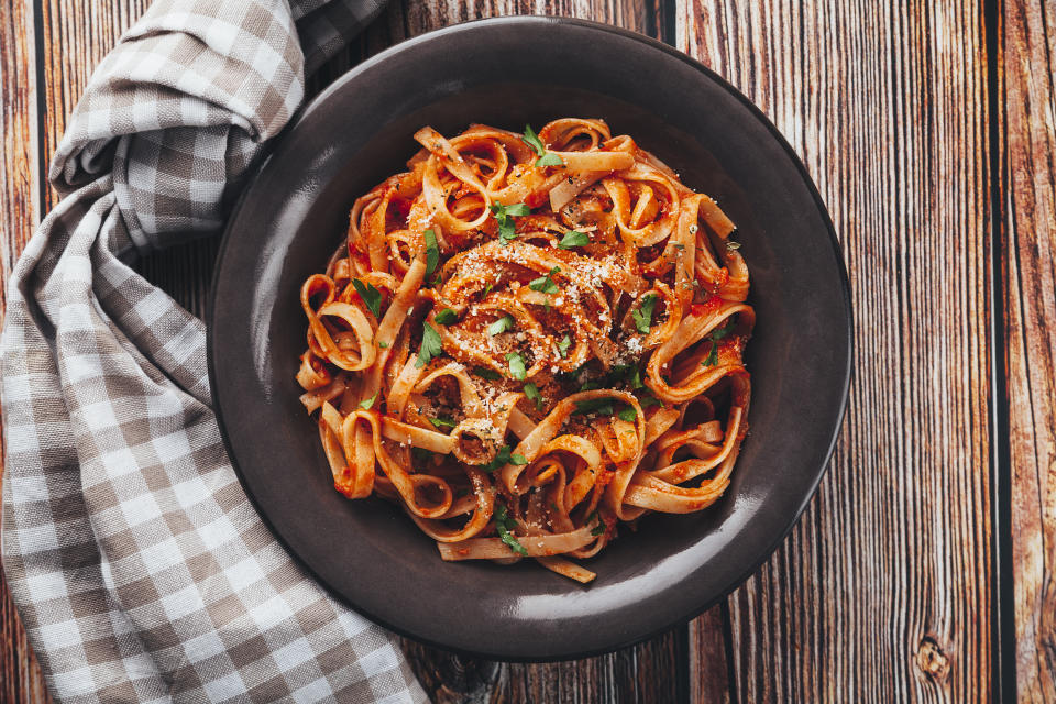 Tagliatelle with tomato sauce