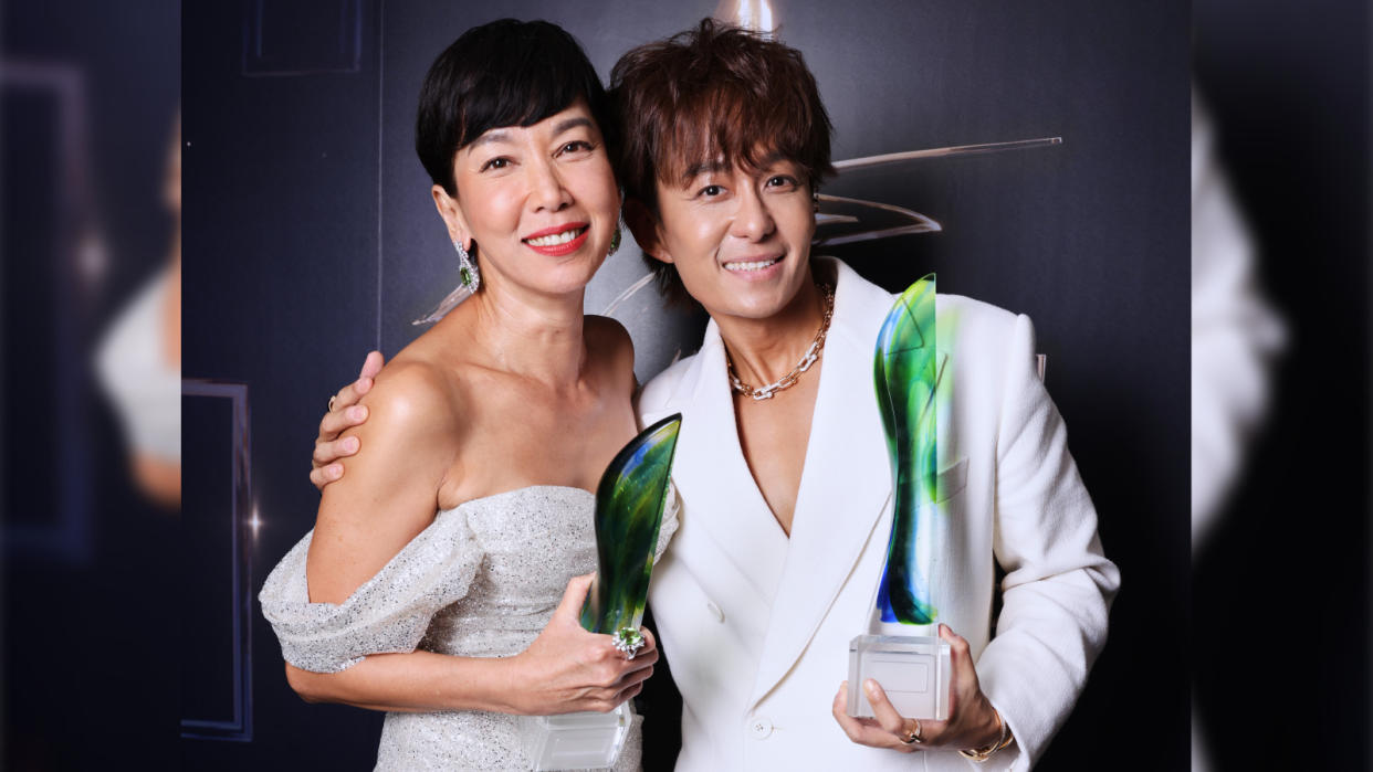 Kym Ng (left) and Jeremy Chan won Best Actress and Best Actor, respectively, for the first time. PHOTO: Mediacorp