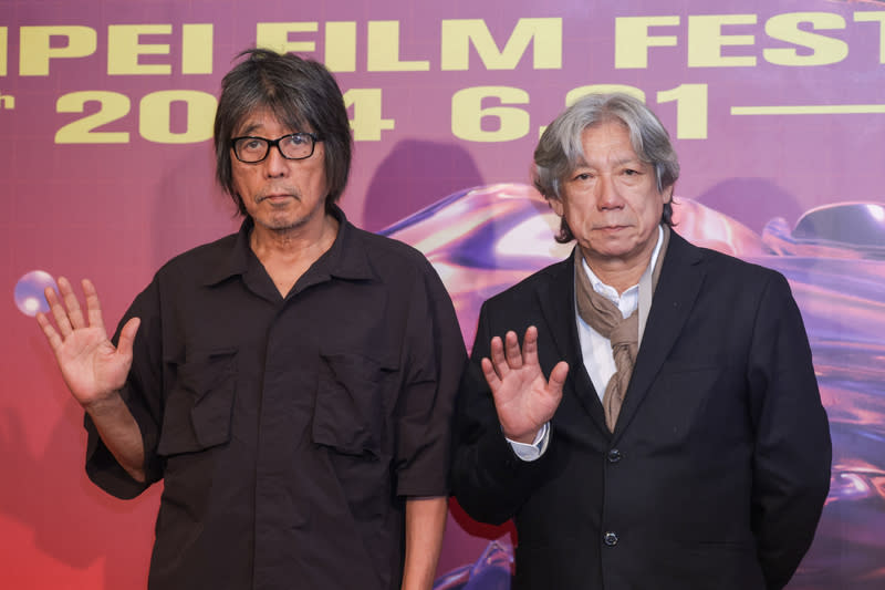 「福田村事件」北影星光首映（3） 2024第26屆台北電影節30日在台北市中山堂舉辦電影 「福田村事件」星光首映，導演森達也（左）、製片 小林三四郎（右）出席。 中央社記者裴禛攝  113年6月30日 