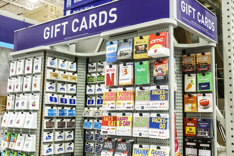 Gift card display. (Jeff Greenberg / Getty Images)