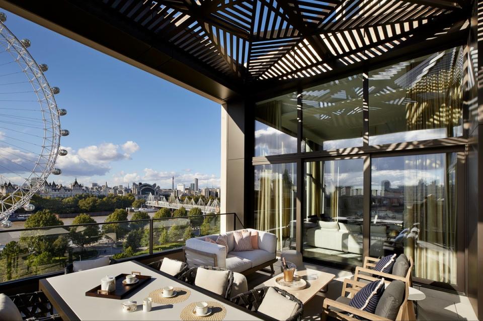 Residents of The Penthouse at Belvedere Gardens, in Southbank Place, look out over the London Eye (Handout)