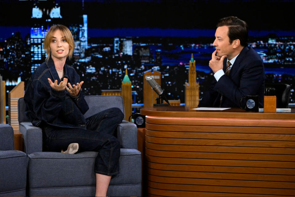 Maya Hawke on ‘The Tonight Show Starring Jimmy Fallon’ on Jun 28, 2022. - Credit: Todd Owyoung/NBC