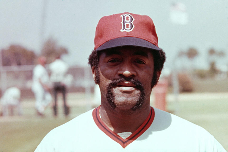 Undated: Pitcher Luis Tiant #23 of the Boston Red Sox poses for a portrait. Tiant played for the Red Sox from 1971 to 1978. (Photo by MLB via Getty Images)