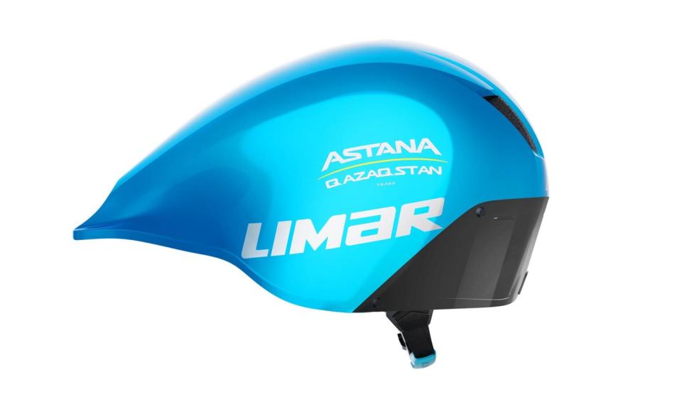 2024 Limar Alien wide aerodynamic time trial helmet, Astana-Qazaqstan team colors