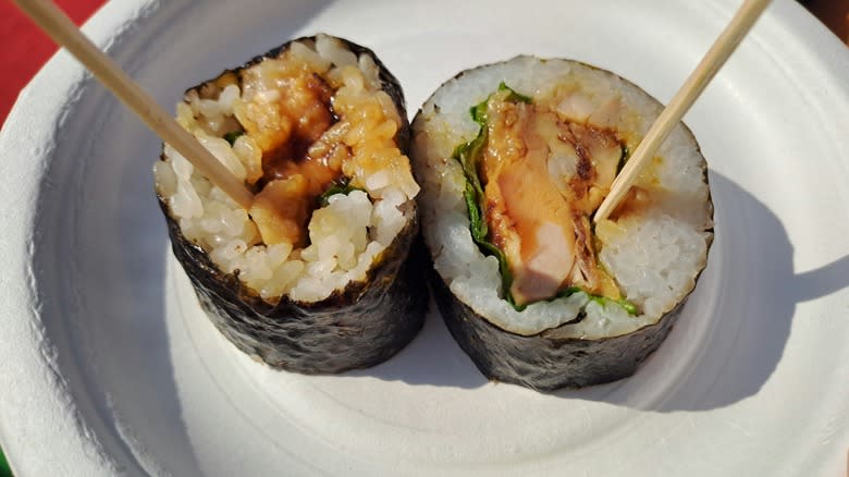 Teriyaki chicken roll sushi