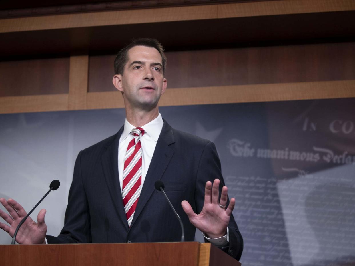 Arkansas senator Tom Cotton, who defended his comments over slavery on Sunday: Getty Images