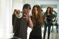 Len Wiseman and Kate Beckinsale on the set of Columbia Pictures' "Total Recall" - 2012