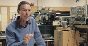 Semiconductor pioneer and Synaptics co-founder Carver Mead, recently honored with the Kyoto Prize, demonstrates his first IC design while at CalTech Lab.