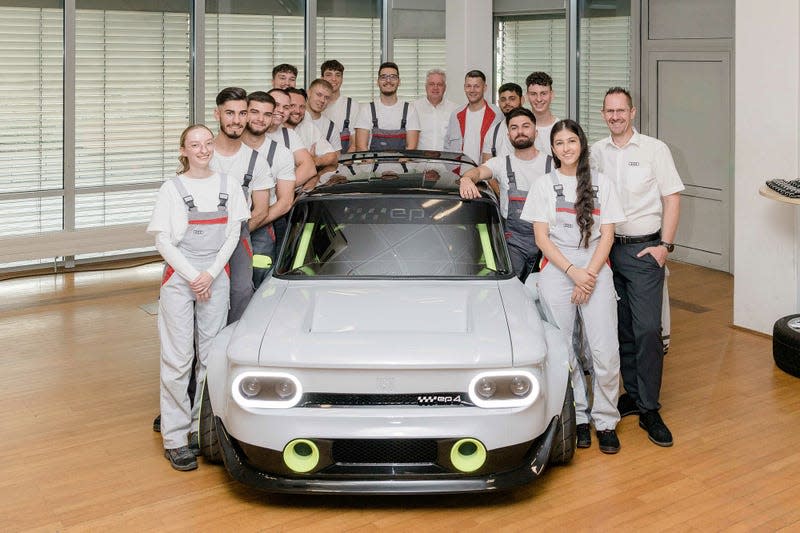 Audi Project EP4 front view surrounded by team