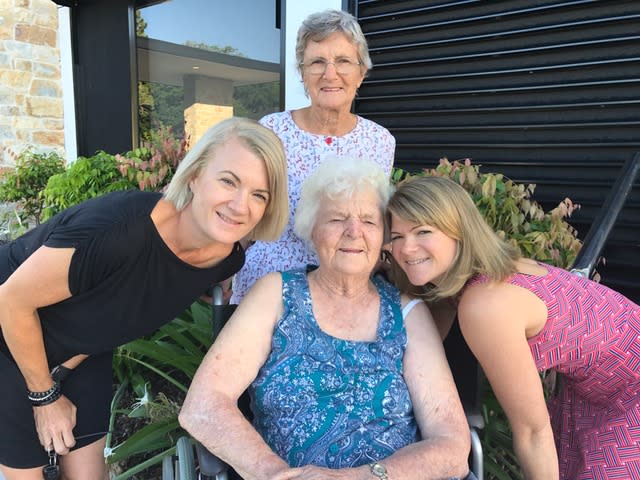 Mabel Crosby Australia's oldest woman with daughter, granddaughter and great-granddaughter