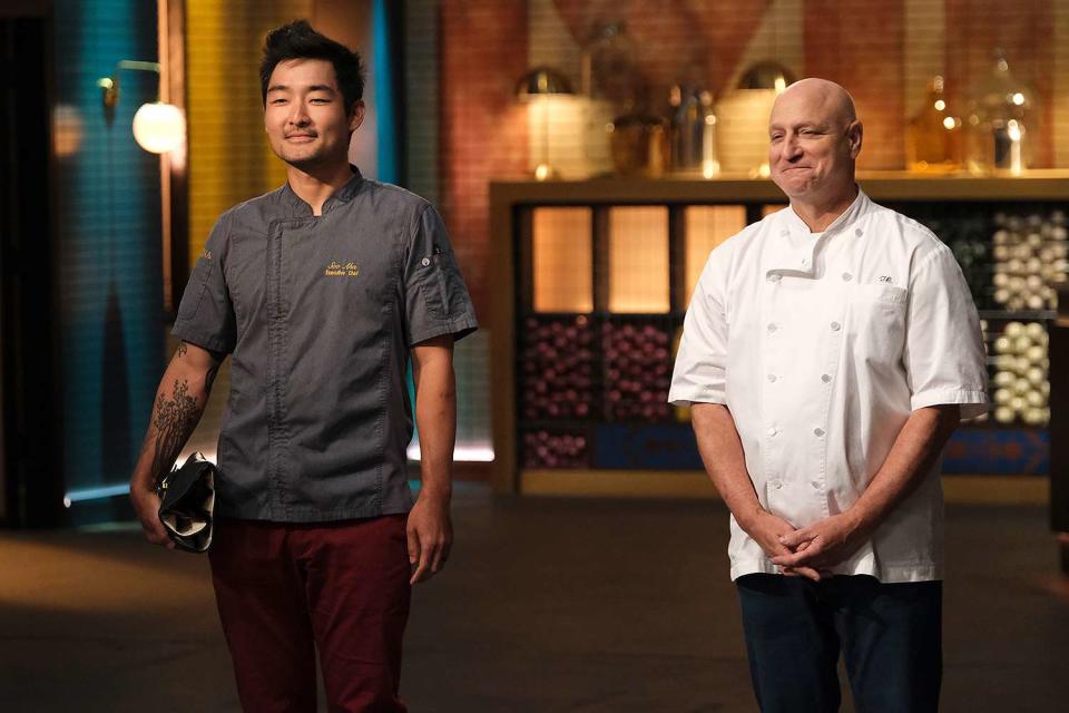 <p>David Moir/Bravo</p> Soo Ahn and Tom Colicchio