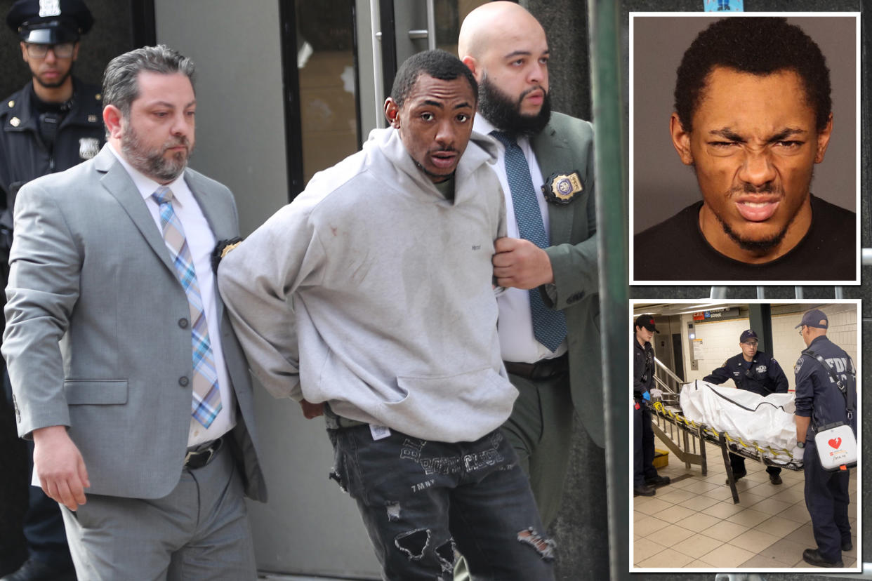 Carlton McPherson, 24, of the Bronx, was charged with murder after he allegedly pushed a 54-year-old man onto the tracks as a northbound 4 train rolled into the East 125th Street and Lexington Avenue station around 7 p.m. Monday, authorities said. 