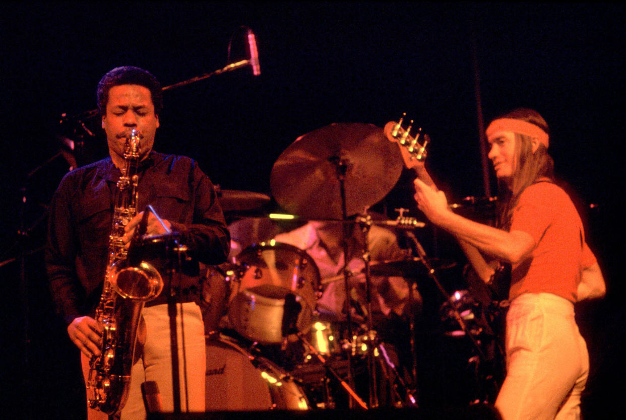 Weather Report’s Wayne Shorter and Jaco Pastorius onstage in 1978