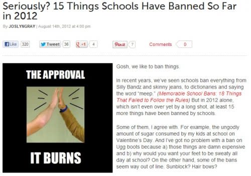 August: School Hasn't Even Started, and All These Things Are Banned