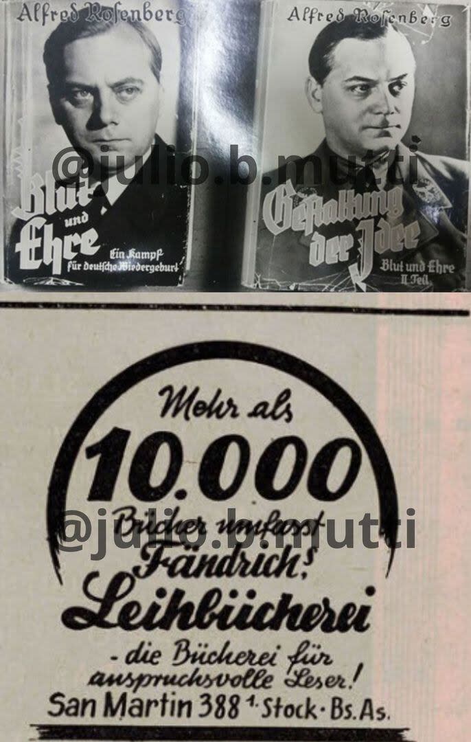 Un anuncio de la librería de la familia Fändrich: “10.000 libros, la librería para los lectores exigente.” Publicidad en la revista del partido nazi, Der Trommler, N° 207, de abril del 1941; la misma publicidad se puede ver ya en la edición N° 166 de agosto del 1939