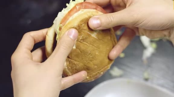 Science has finally gotten to the bottom of the most important issue of all: how to stop everything from falling out of your burger when you try to eat it. Apparently, it's all about the proper finger placement. Thumbs and pinkies on the bottom and the middle three fingers placed on top. This is like the death grip for toppings. <a href="http://www.foodbeast.com/2014/02/05/scientists-found-the-most-efficient-groundbeaking-way-to-hold-a-hamburger/" target="_blank">See how it's done</a>. 