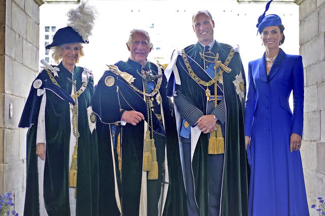 <p>YUI MOK/POOL/AFP via Getty</p> Queen Camilla, King Charles, Prince William and Kate Middleton in Scotland on July 5, 2023