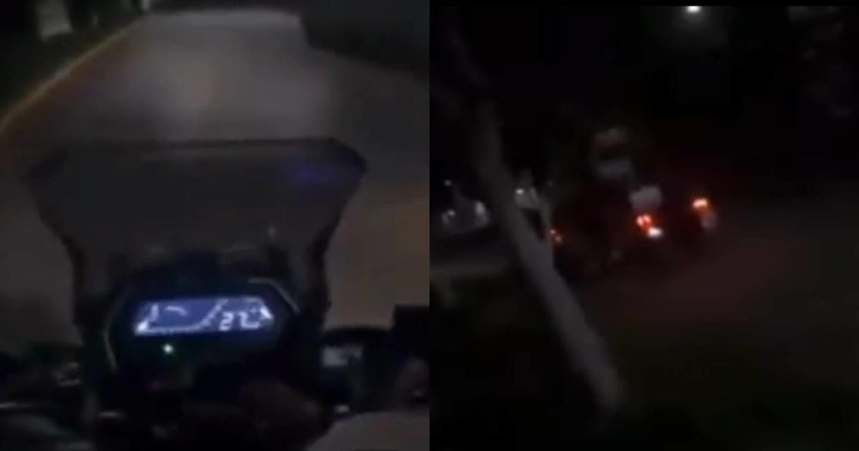 Así roban una moto mientras circula por las calles del Edomex. Foto: Captura de video Twitter vía @ElInformanteMX