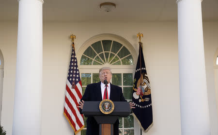 U.S. President Donald Trump announces a deal to end the partial government shutdown as he speaks in the Rose Garden of the White House in Washington, U.S., January 25, 2019. REUTERS/Kevin Lamarque