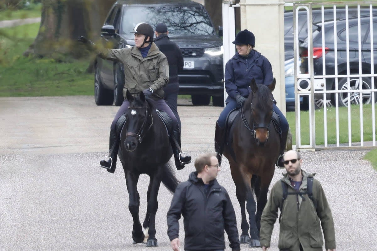 Prince Andrew was spotted riding a horse on the day a Netflix   (W8Media / MEGA)