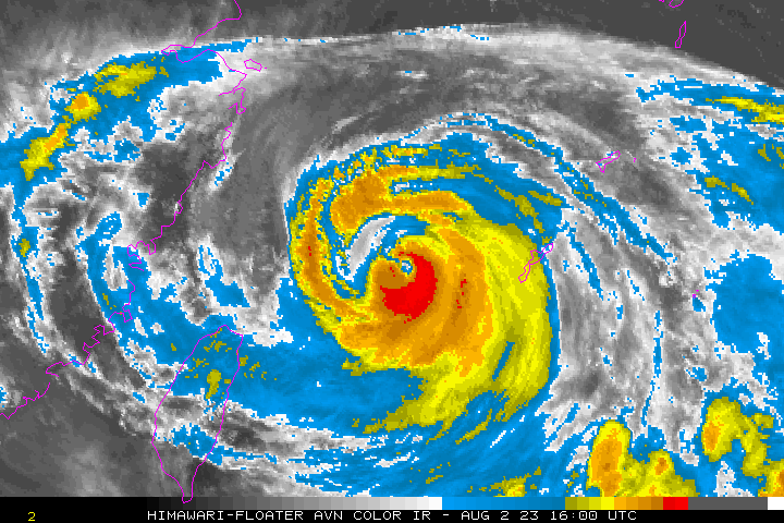 卡努颱風暴風圈預估今（3）日下午觸陸。（圖／翻攝自NOAA）