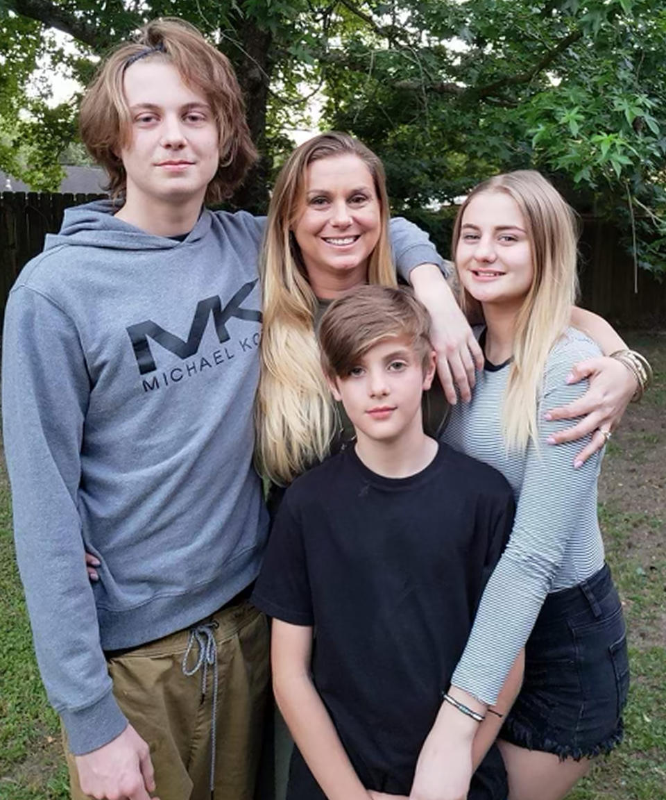 Christy Couvillier, pictured with her three children. She lost her oldest son, Hunter, to fentanyl poisoning on Feb. 10, 2022. (Courtesy Christy Couvillier)