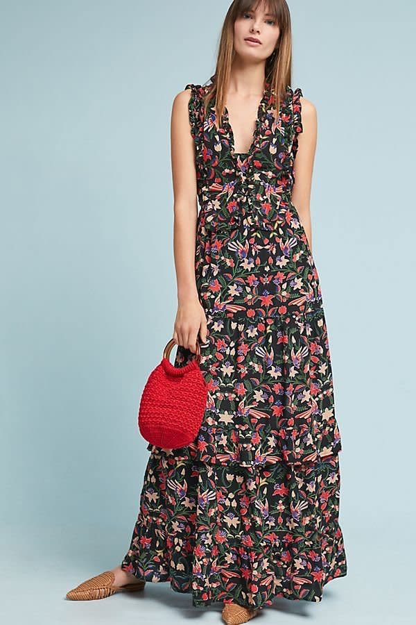 <strong><a href="https://www.anthropologie.com/shop/markle-ruffled-silk-shirtdress?category=dresses&amp;color=009" target="_blank">Anthropologie printed dress</a>, $500</strong>