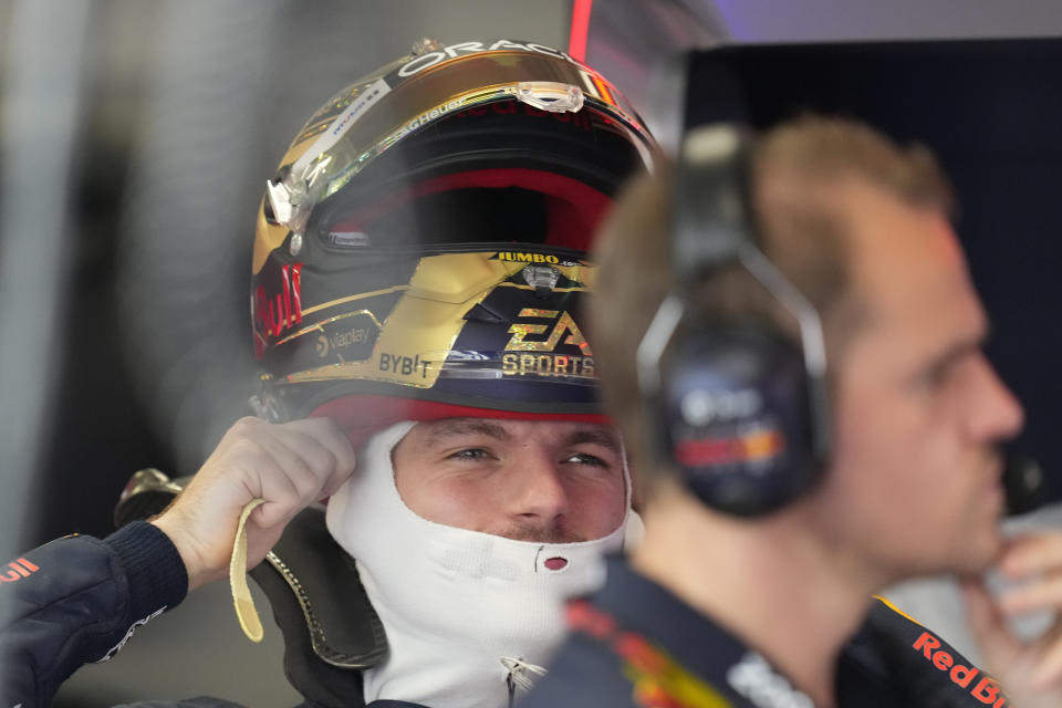 Red Bull driver Max Verstappen, of the Netherlands, prepares for a free practice ahead of the Brazilian Formula One Grand Prix at the Interlagos race track in Sao Paulo, Brazil, Friday, Nov. 3, 2023. (AP Photo/Andre Penner)