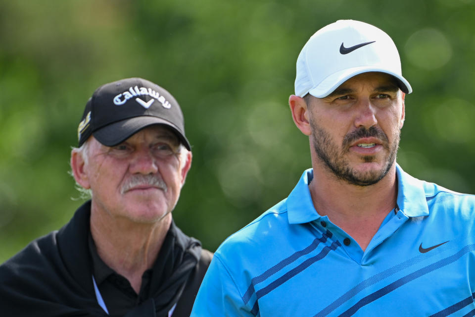 Pictured right is Brooks Koepka during a practice round before the US Open. 