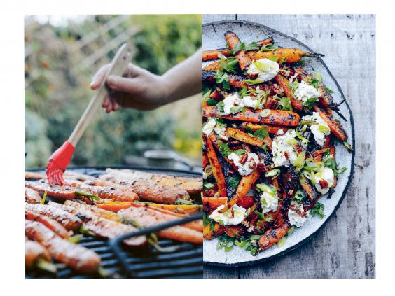 The combination of sweet charred carrots, creamy ricotta and crunchy nuts in this veggie salad will go down a treat (Jason Ingram)