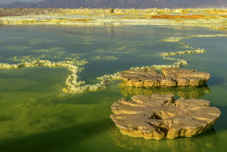 Acid pools in Africa that look like a Martian landscape