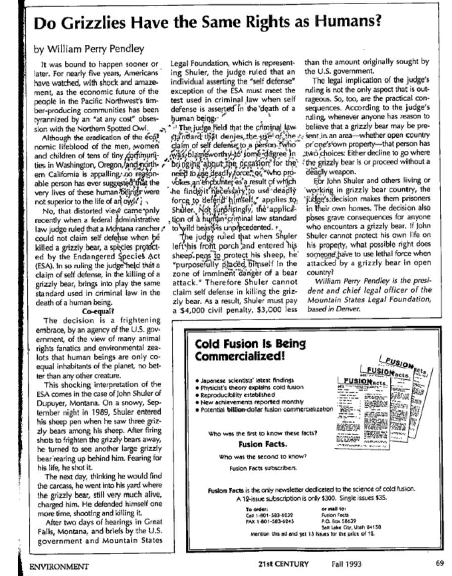 An article by William Perry Pendley in the Fall 1993 issue of&nbsp;21st Century Science &amp; Technology. (Photo: Screenshot/21st Century Science & Technology)