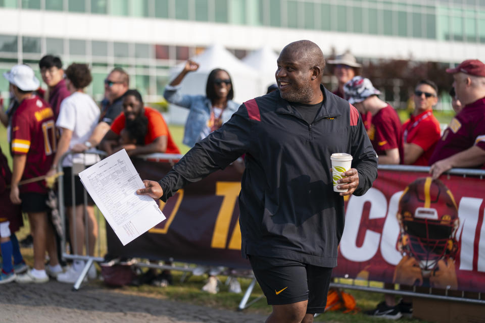 Washington Commanders offensive coordinator Eric Bieniemy. (AP Photo/Evan Vucci) ORG XMIT: OTKEV109