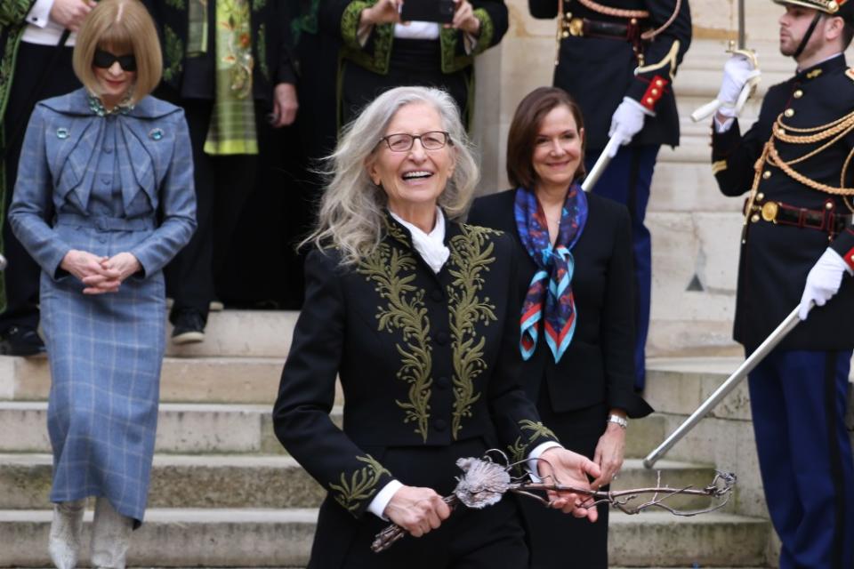 Annie Leibovitz poses during her intake ceremony into the Académie des Beaux-Arts on March 20, 2024 in Paris, France. Getty Images