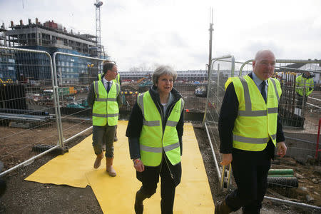 Britain's Prime Minister Theresa May visits a housing development in east London, March 5, 2018. REUTERS/Daniel Leal-Olivas/Pool