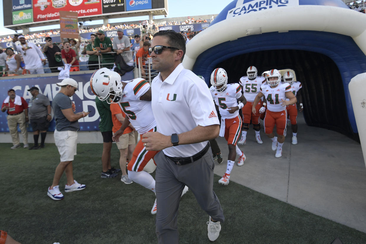 Miami broke out its new turnover chain twice on Saturday night before halftime of its game against Florida in Orlando.