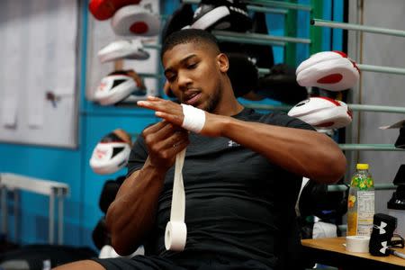 Boxing - Anthony Joshua Media Work Out - Sheffield, Britain - October 17, 2017 Anthony Joshua during the work out Action Images via Reuters/Matthew Childs